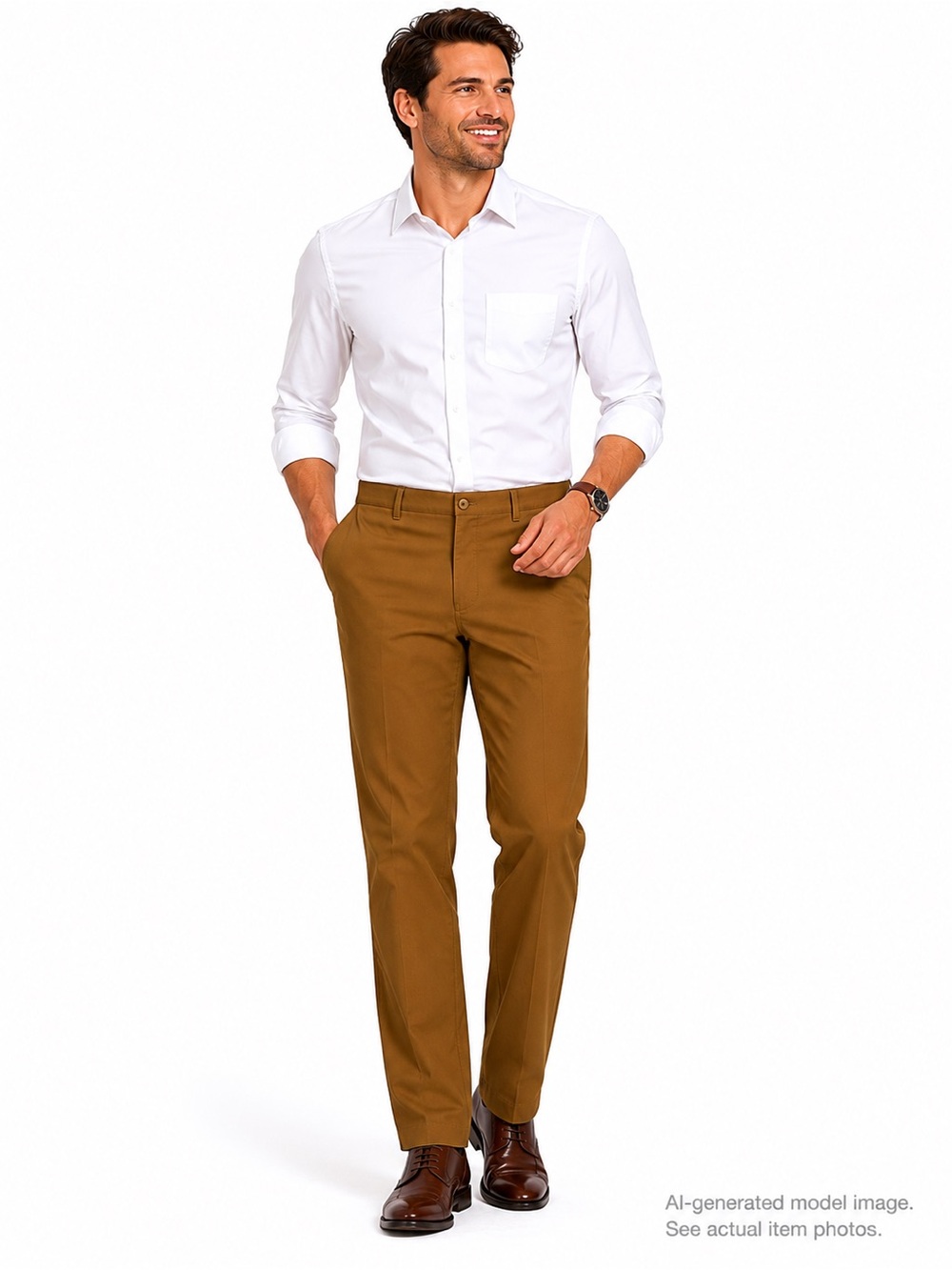 344. Galaxy By Harvic Slim Chinos in Camel Brown